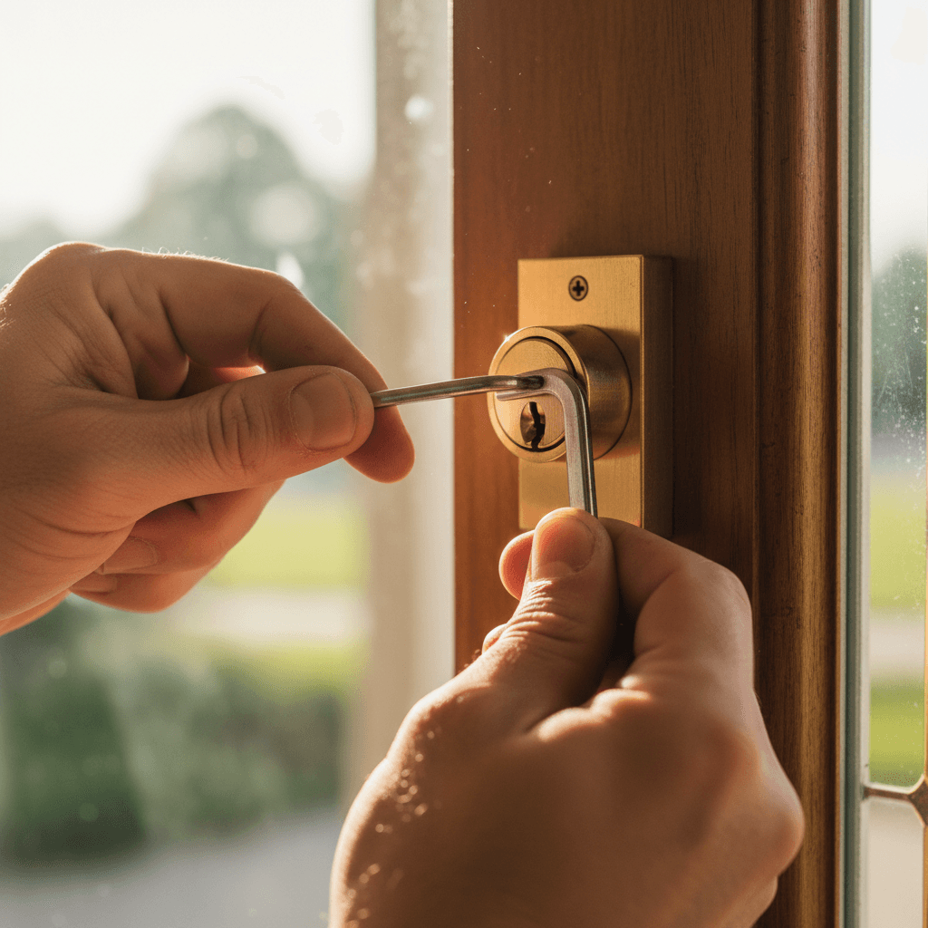 Locksmith installing a high-security deadbolt on a commercial door in Toronto