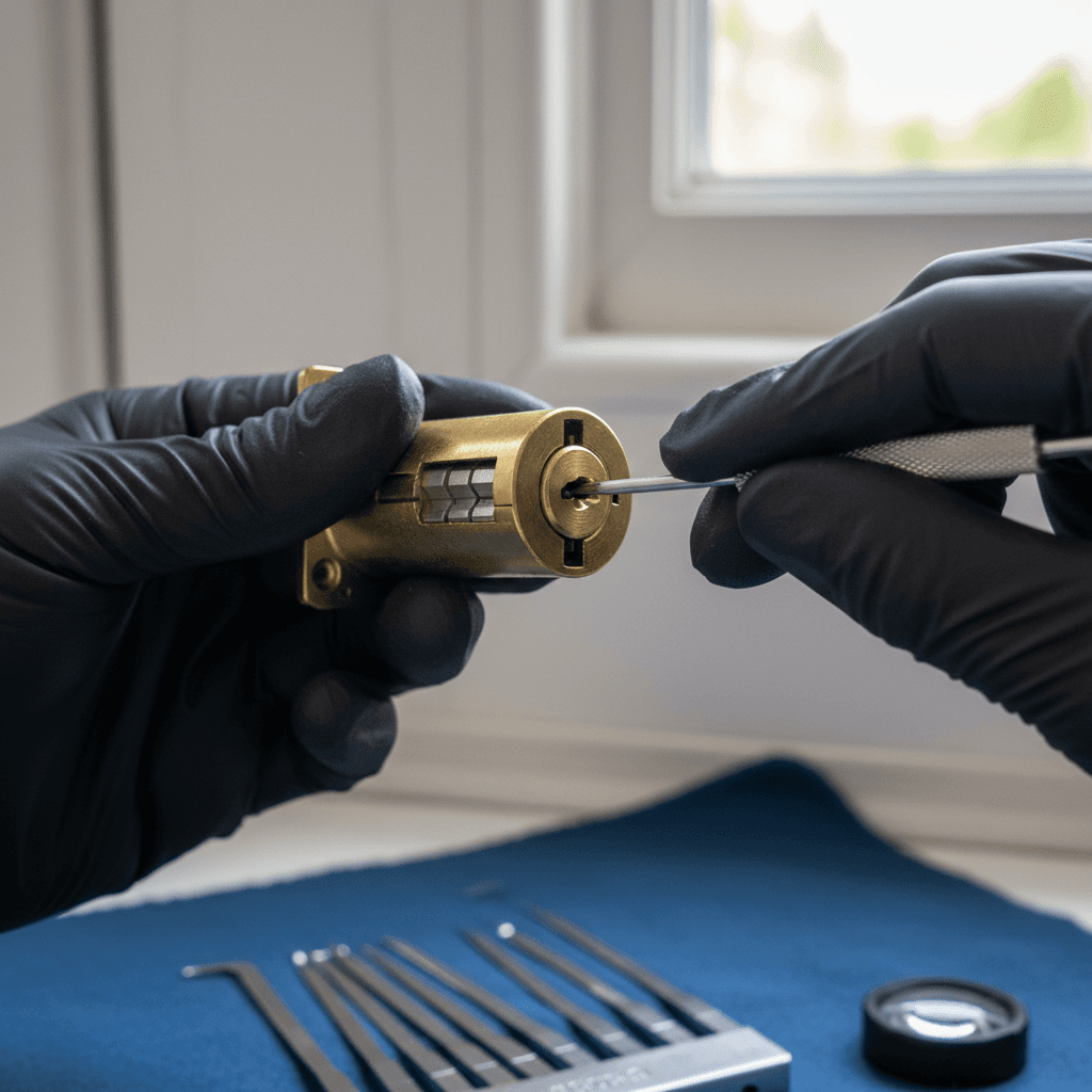 Rekeyed cylinder with new pins and key